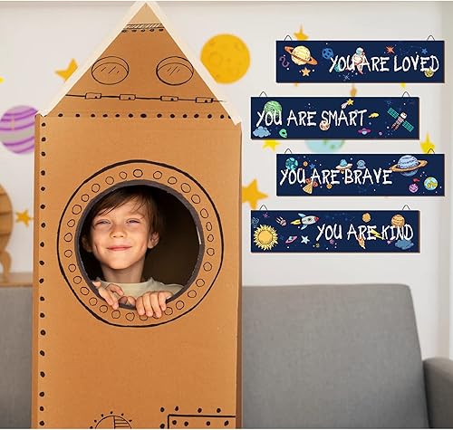 Miniatura 5 de 4 piezas de decoración de habitación de niños, decoración de pared de habitación del espacio exterior de los niños, decoración de pared de