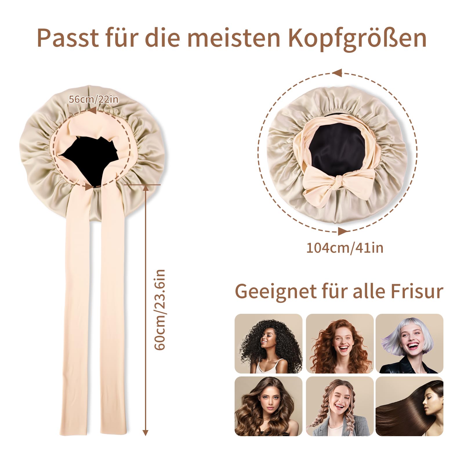 Seidenhaube zum Schlafen, 100% Maulbeerseide Haarhaube, 22 Momme Doppellagig Beidseitig Nutzbar, Schützt Haare im Schlaf, zum Schlafen für Langes Haar and Locken