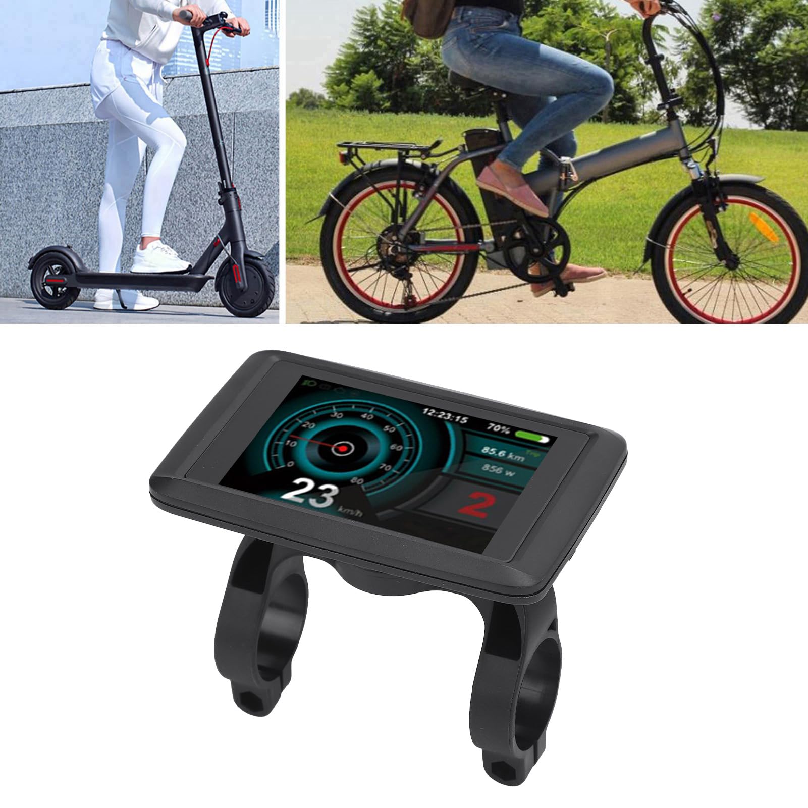 Emoshayoga Display LCD a Colori per Bici Elettrica Schermo TFT Durevole da 3,5 Pollici con Ricarica USB per Ciclisti di Scooter Elettrici