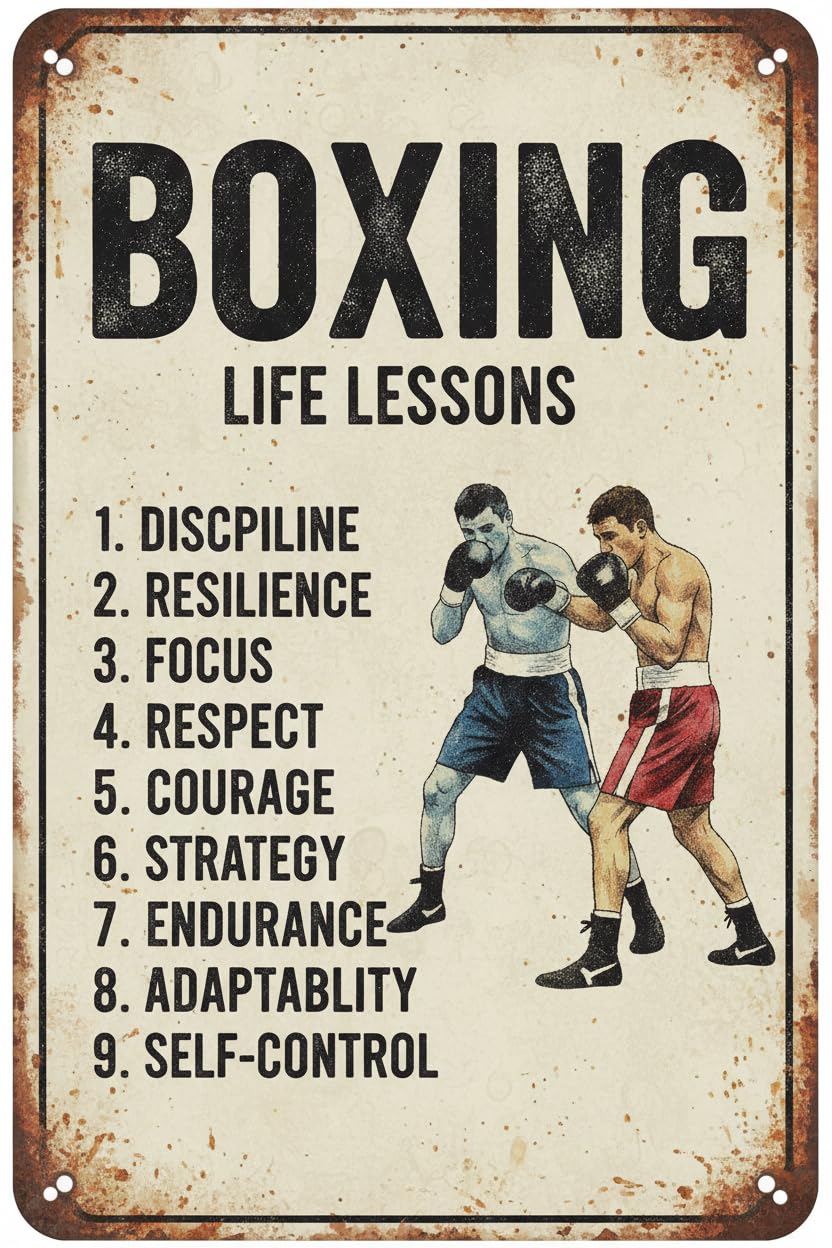 Inspirational Boxing Life Lessons Tin Sign, 8x12 Inch