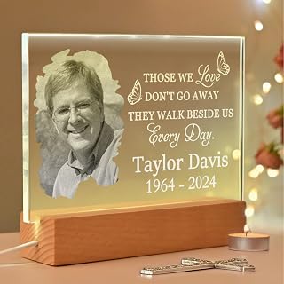Memorial Gifts, Zmoicky Personalized Memorial Photo in Glass Crystal, Sympathy Gifts, Remembrance Gifts, Bereavement Gift Ideas, Funeral Gifts, In Memory of Loved One Gifts - 6.7 * 4.7 Inch Model P