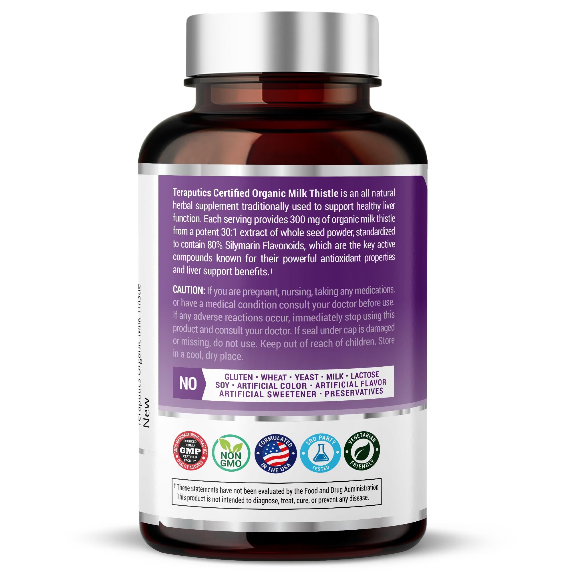 Organic Milk Thistle | Non GMO 300mg 30:1 Extract Vegan Daily Supplement w/Silymarin Seed Extract for Liver Support, Detox and Cleanse - 120 Veggie Capsules — Amazon image 6