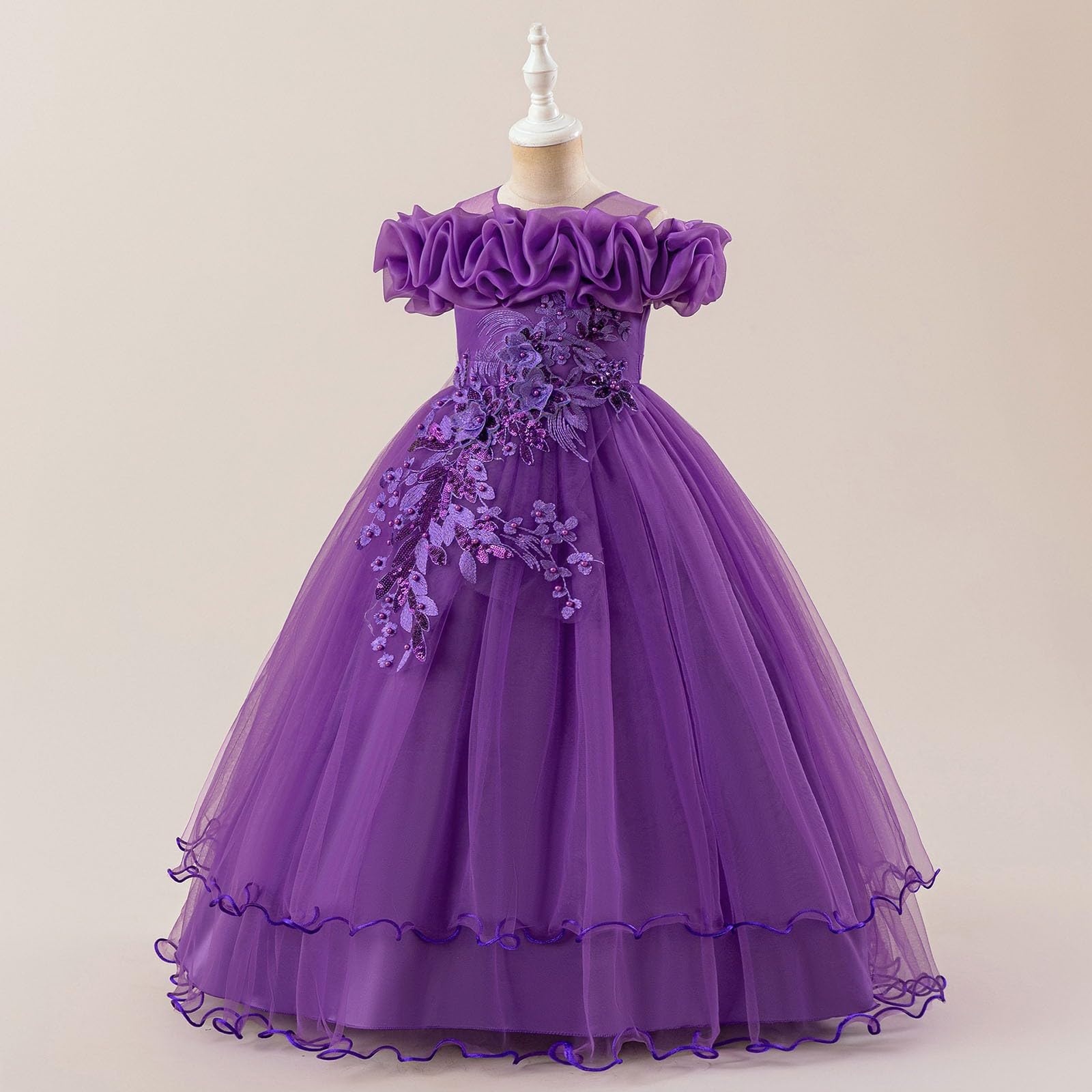 Vestido Elegante niña 7-12 años Hombros Descubiertos tutú, Boda Fiesta Informal