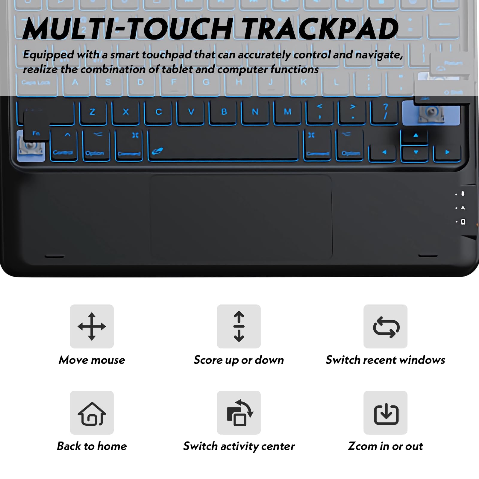 QYiiD Backlit Touchpad Keyboard Case for Lenovo Tab P11 Pro Gen 2, Leather Stand Case Cover with Wireless Keyboard, Black