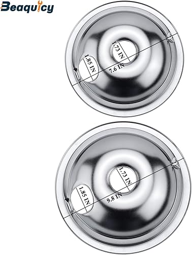 Miniatura 5 de Beaquicy WB31T10010 y WB31T10011 - Cacerolas de goteo cromadas compatibles con GE y Ken-more de repuesto eléctrico