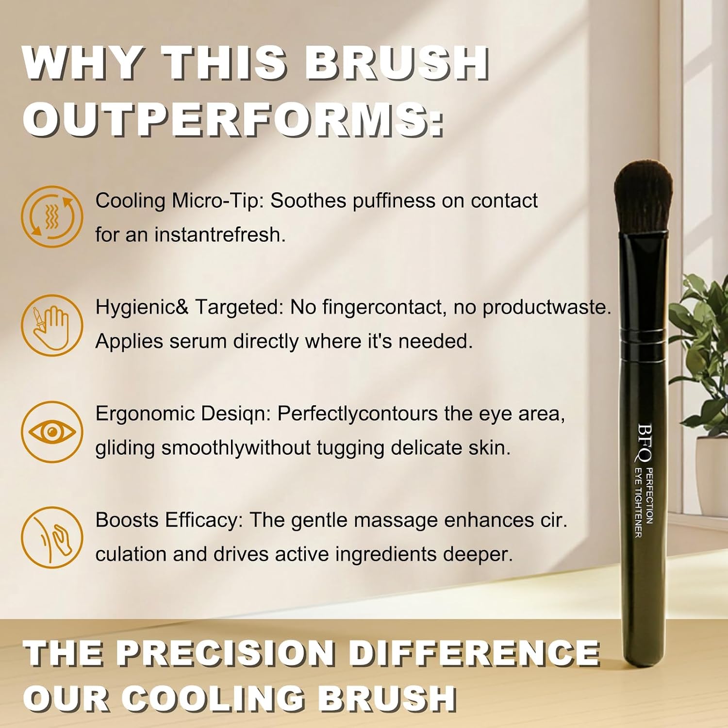 Instant Eye Tightening Cream - Targets Fine Lines & Wrinkles, with Applicator Brush, Firming Formula for Mature Skin