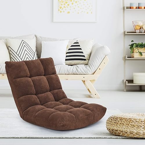 Miniatura 9 de DORTALA Sofá plegable para juegos de suelo, cama ajustable de 14 posiciones con marco de acero de aleación y relleno de esponja, sofá perezoso de