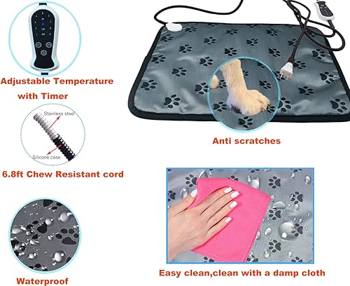 Miniatura 9 de Almohadilla térmica para mascotas para perros grandes y gatos, almohadilla térmica para cama de perro, almohadilla térmica eléctrica para perros con