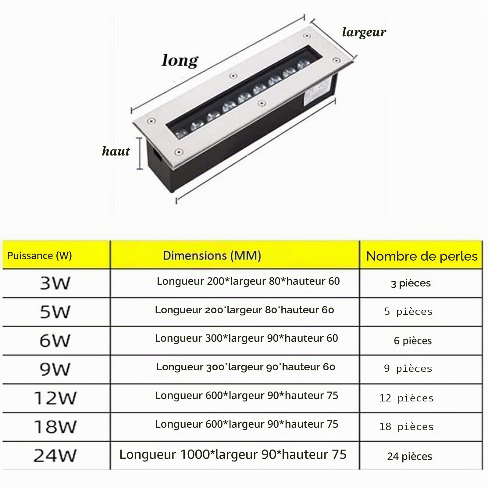 Spot LED Encastré Rectangulaire Linéaire for Extérieur, Éclairage De Jardin, Éclairage De Couloir, D'allée, D'escalier, Étanche IP67(Warm White,85-245V(9W))