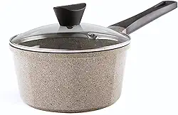 Neoflam Panela Venn 2QT com tampa – Panela de molho revestida de cerâmica de 18 cm para leite, derretimento, fervura e aquecimento, panelas de cozinha saudável com alça para manter frio, pode ser