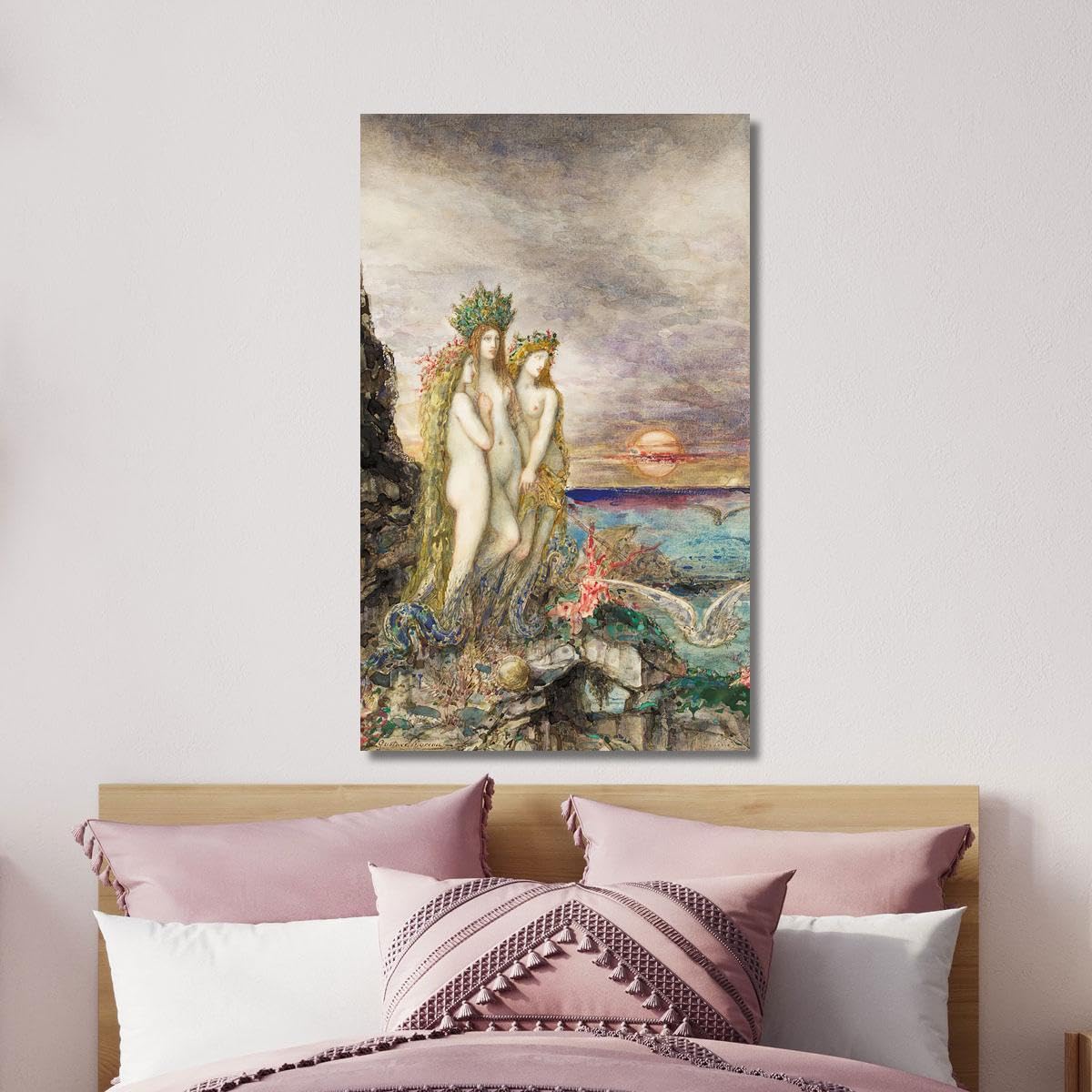 CheQuadro! Le Sirene Gustave Moreau, gmr46 quadro stampa su tela, arte moderna, fine art, arredo parete, decorazione casa, pronto da appendere 75x45 cm