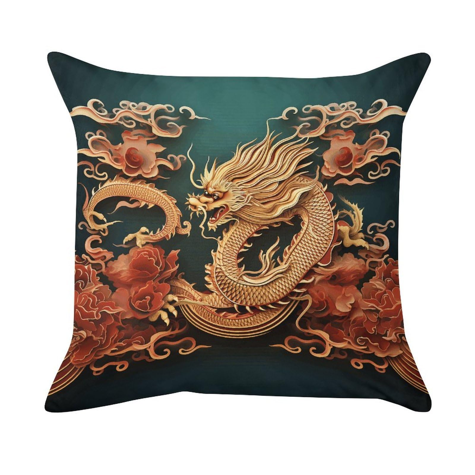 VstaDank Dragon Chinese Background Pillow Covers Super Soft Pillow Cases Square Throw Pillowcase Decorative Luxury Cushion Cases Velvet Lumbar Pillow Shells with Zipper for All Seasons