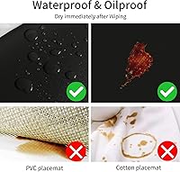 Vista 51 de Faux Leather Placemats and Coasters Set of 2, Round Leather for Dinner Table Mats Heat Resistant Non-Slip Washable Insulation Coffee Mats Kitchen