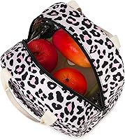 Vista 3 de Bolsa de almuerzo con aislamiento de leopardo para mujeres y niñas, lonchera reutilizable para adultos, niños, escuela, trabajo, viajes