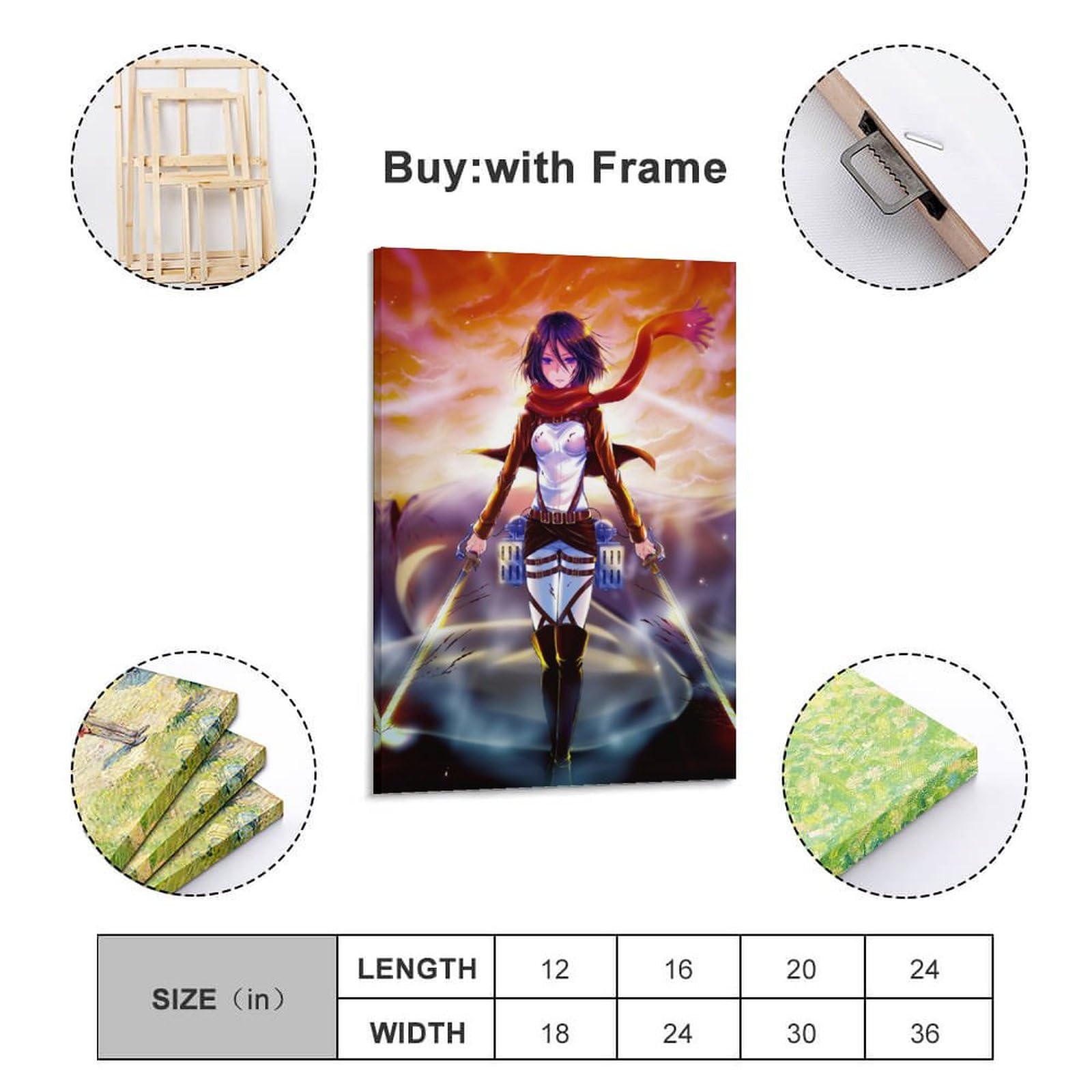 Amazon.co.jp: 進撃の巨人 ミカサ アニメポスター 2 キャンバスアート