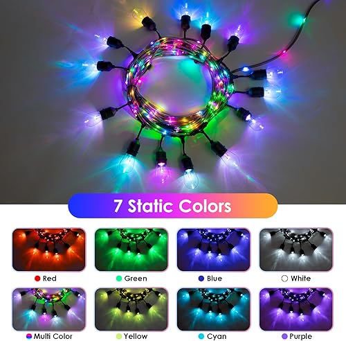 Miniatura 2 de Cadena de luces RGB de 48 pies con cuerda de hada tira de luces LED para exteriores con control remoto luces RGB para café luces de patio