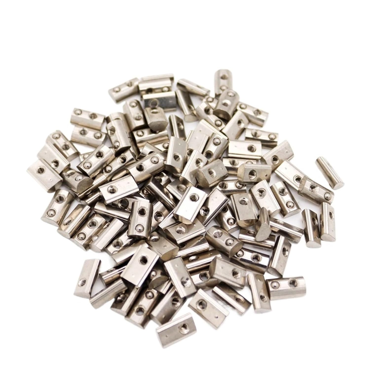 100pcs Half Round Elasticity Roll-in T Spring Nuts M3 M4 M5 M6 for 2020 Aluminum Profiles Groove(100PCS 2020 M3)