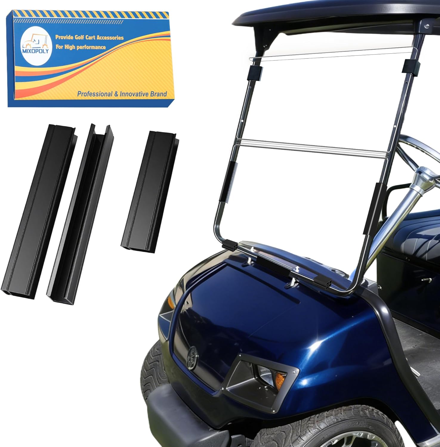 Golf Cart Windshield for Yamaha G14 G16 G19 (1995-2003) Models, Clear Foldable 3/16" (5MM) Thicken Acrylic Windshield, High Definition, Scratch-resistant, Impact Resistant and Shatterproof