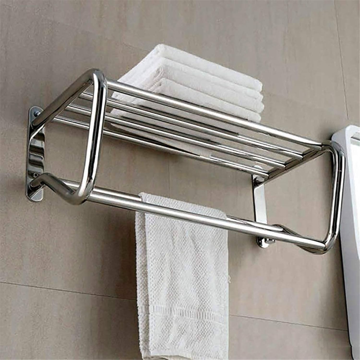 LUNEZY Heated Towel s Electric Towel Warmer Shelf, Electric Heated Towel Rack, WallMounted Stainless Steel Towel Warmer Airer, Chrome Finished 610x250x250mm,Plugin (Color : Plugin) (Plugi