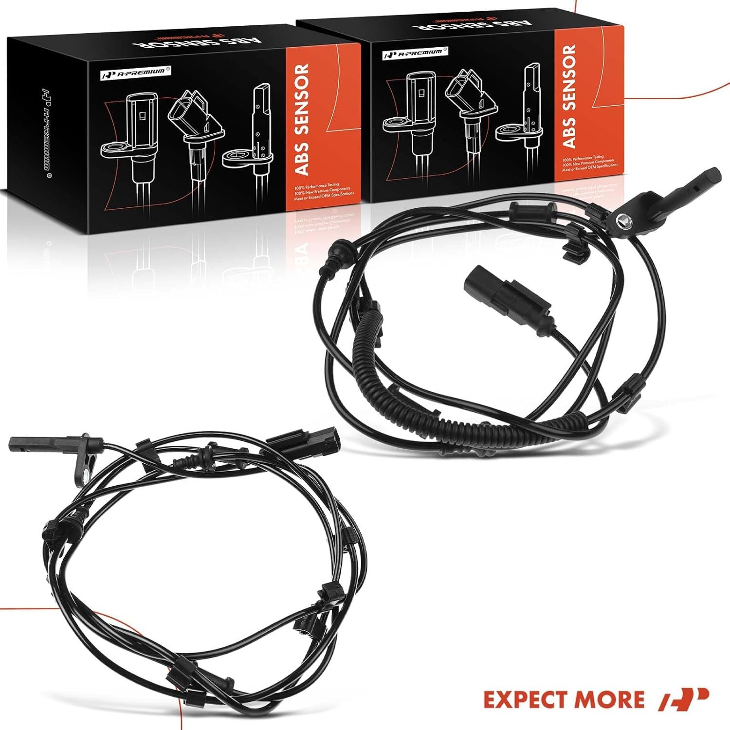 A-Premium 2-PC Set Rear ABS Wheel Speed Sensors Compatible with Ram 2500 2014-2022, Ram 3500 2015-2022 - Rear Driver and Passenger Side