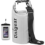 Unigear Dry Bag Waterproof, Floating and Lightweight Bags for Kayaking, Boating, Fishing, Swimming and Camping with Waterproof Phone Case (White, 2L)