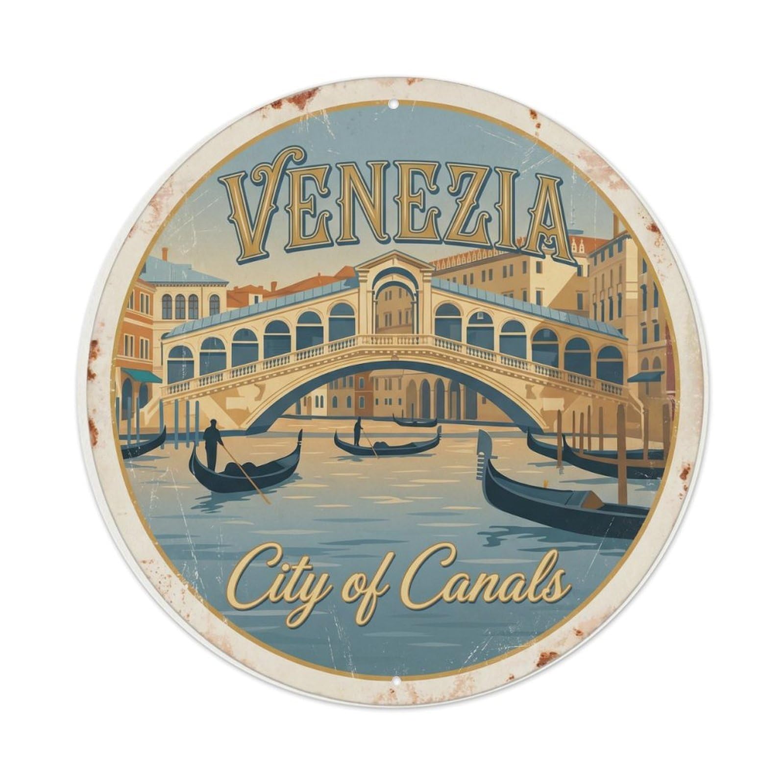Fqnyr Style Vintage Travel Venetian Gondola Europe 1 Metal Tin Sign