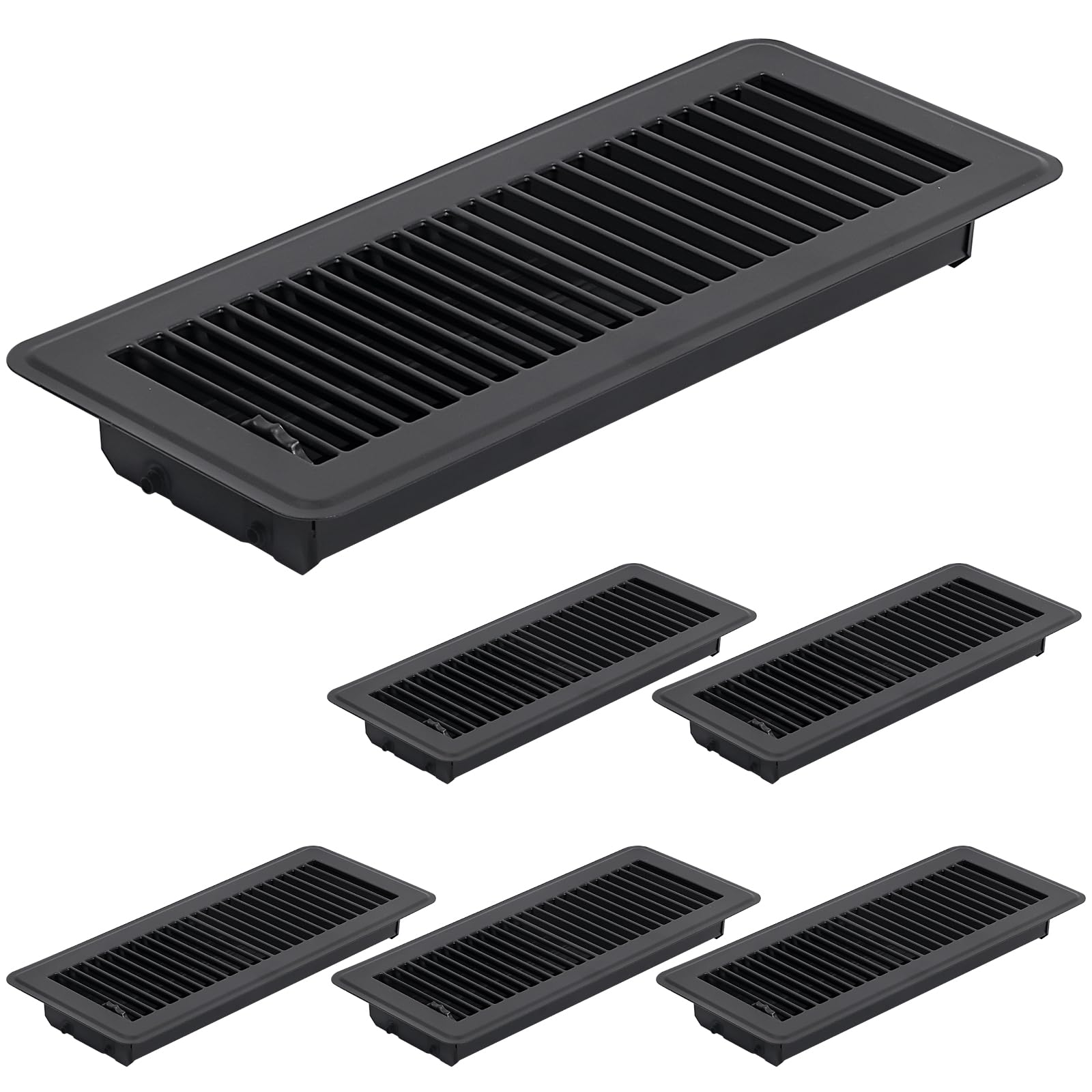 Photo 1 of Flowild 6 Pack 4" x 12" Floor Register - Black