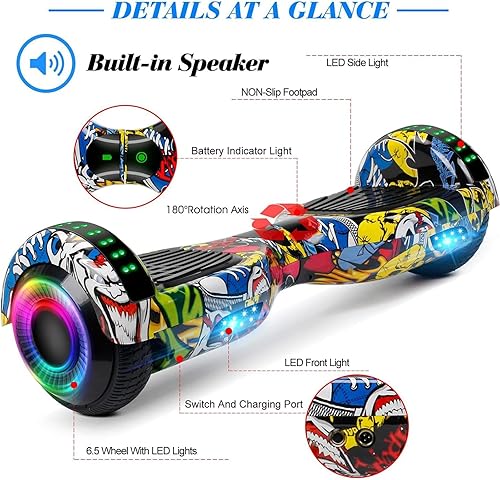 Miniatura 4 de FLYING-ANT Hoverboard with Seat Attachment, 6.5 Self Balancing Scooter with Hoverkart, Hoverboards with Bluetooth and LED Lights, Best Gift for Kids