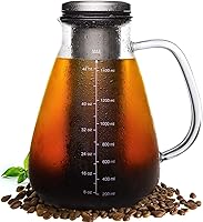 Vista 10 de Cafetera fría de 34 onzas, cafetera preparada con filtro extraíble de doble malla de acero inoxidable 304, recipiente de vidrio sin BPA, cafetera