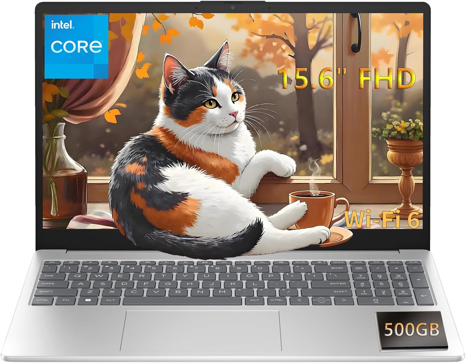 HP Laptop Computer PC for Student Study & Office Daily Work (2026 Edition), Intel N100, 16GB RAM, 512GB SSD, 500GB External HDD, Lightweight & Long Battery Life, Windows 11 Home, Natural Silver