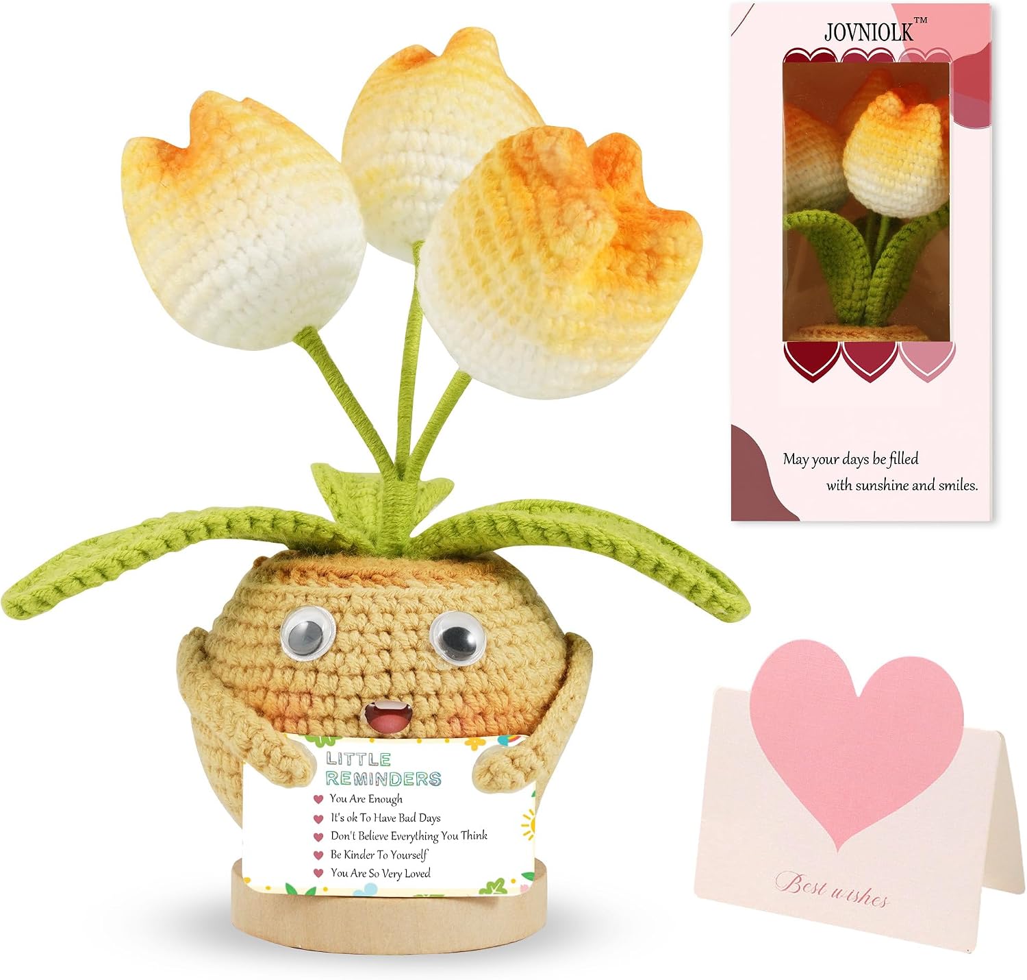 Emotional Support Tulip Crochet Flower - Thank You Gifts for Women - Perfect Birthday, Christmas & Gratitude Gift for Teacher, Mom, Friend and Coworker