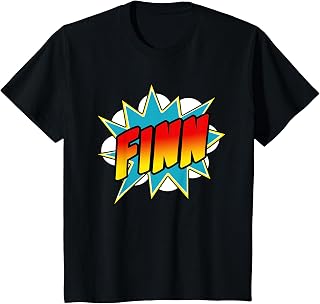 Kids Boys Finn Name Comic Book Superhero T-Shirt