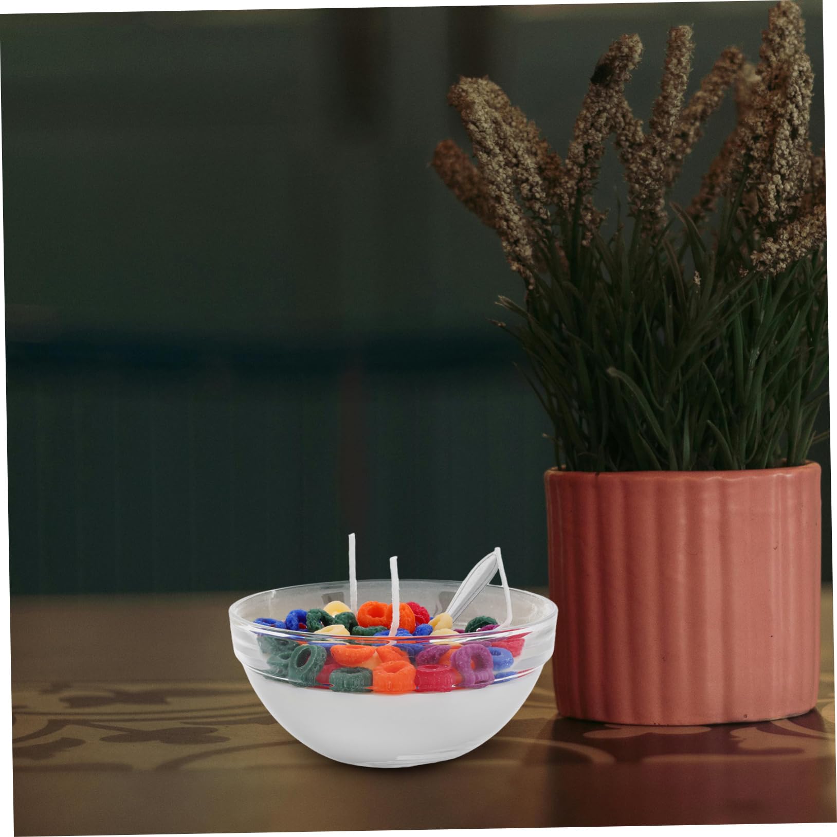 Neuartige Duftkerze Schale mit Müsli Stock Soja Glas Edelstahl