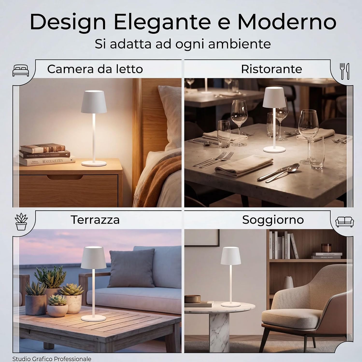 081 Store - 6 PEZZI LAMPADA DA TAVOLO SENZA FILI RICARICABILE BIANCHE, LAMPADA DA TAVOLO LED DIMMERABILE E CON 3 TONALITà DI LUCE, DIMMERABILE 3000-65000K ED IMPERMEABILE IP54