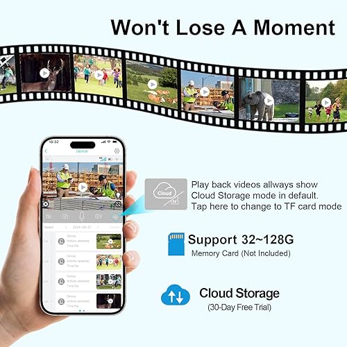 Miniatura 8 de Cámara de seguridad celular 4G LTE para exteriores, sin cámara de seguridad WiFi alimentada por energía solar, cámara de seguridad inalámbrica de