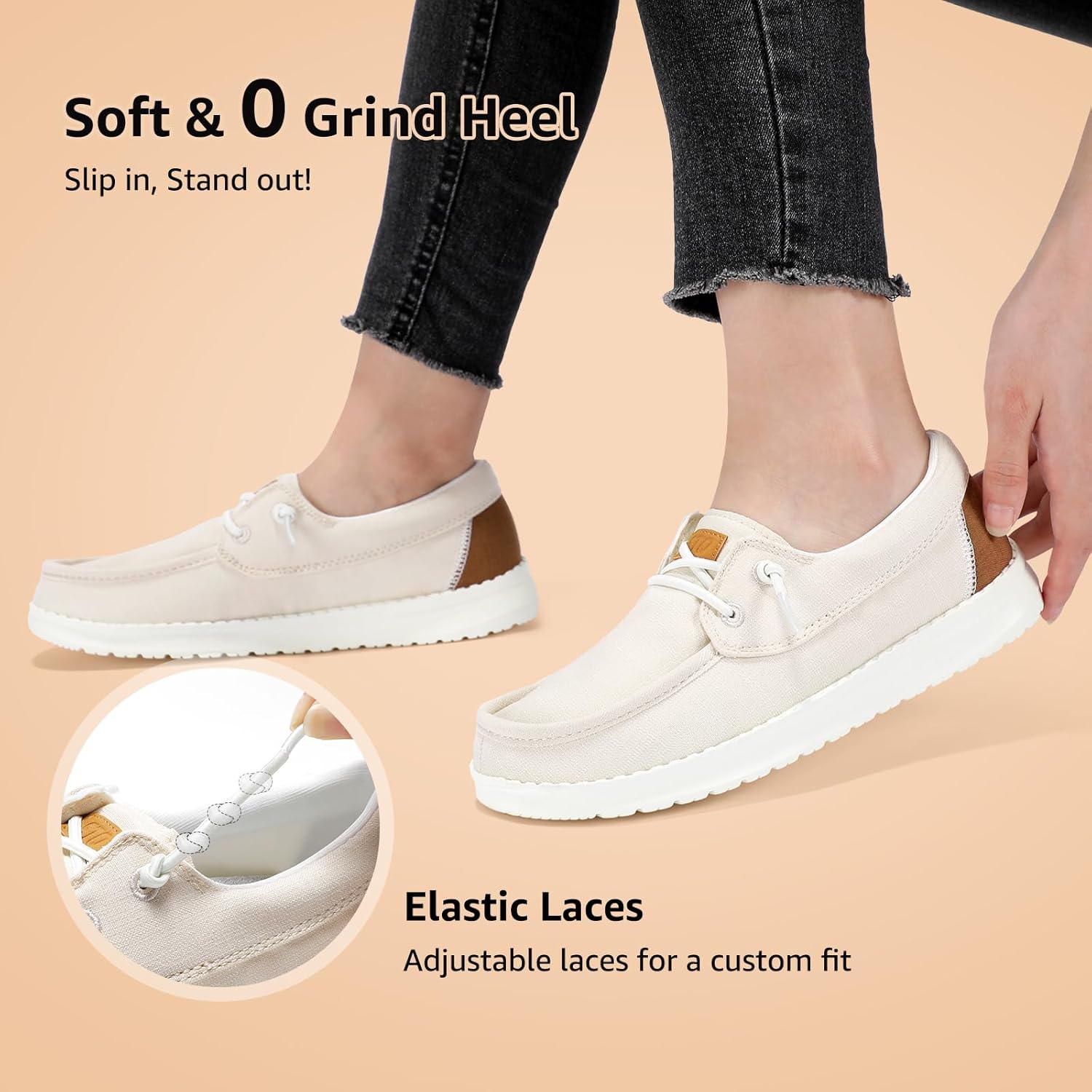 STQ Women's Boat Shoes with Orthopedic Insole Slip On Business Casual Shoe for Plantar Fasciitis Lightweight Canvas Loafer - Image 7