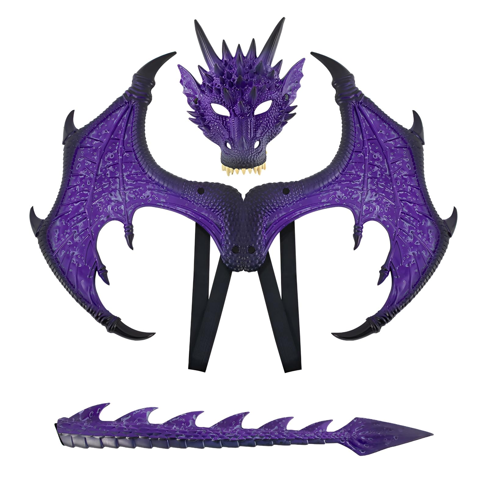 Alodidae Dragon Costumes Set Devil Wings Demon Tail Dino Mask for Halloween Masquerade Party Cosplay
