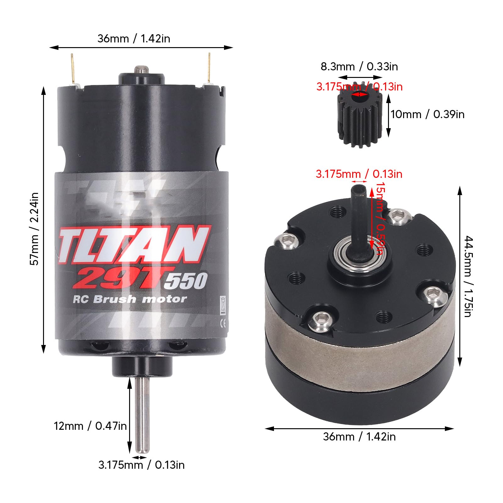 Drfeify Motor Eléctrico Cepillado 550 con Caja de Engranajes de Reducción 1/3 y Ventilador de Refrigeración para Conversión DIY de Coche, Camión, Barco a Control Remoto (29T)