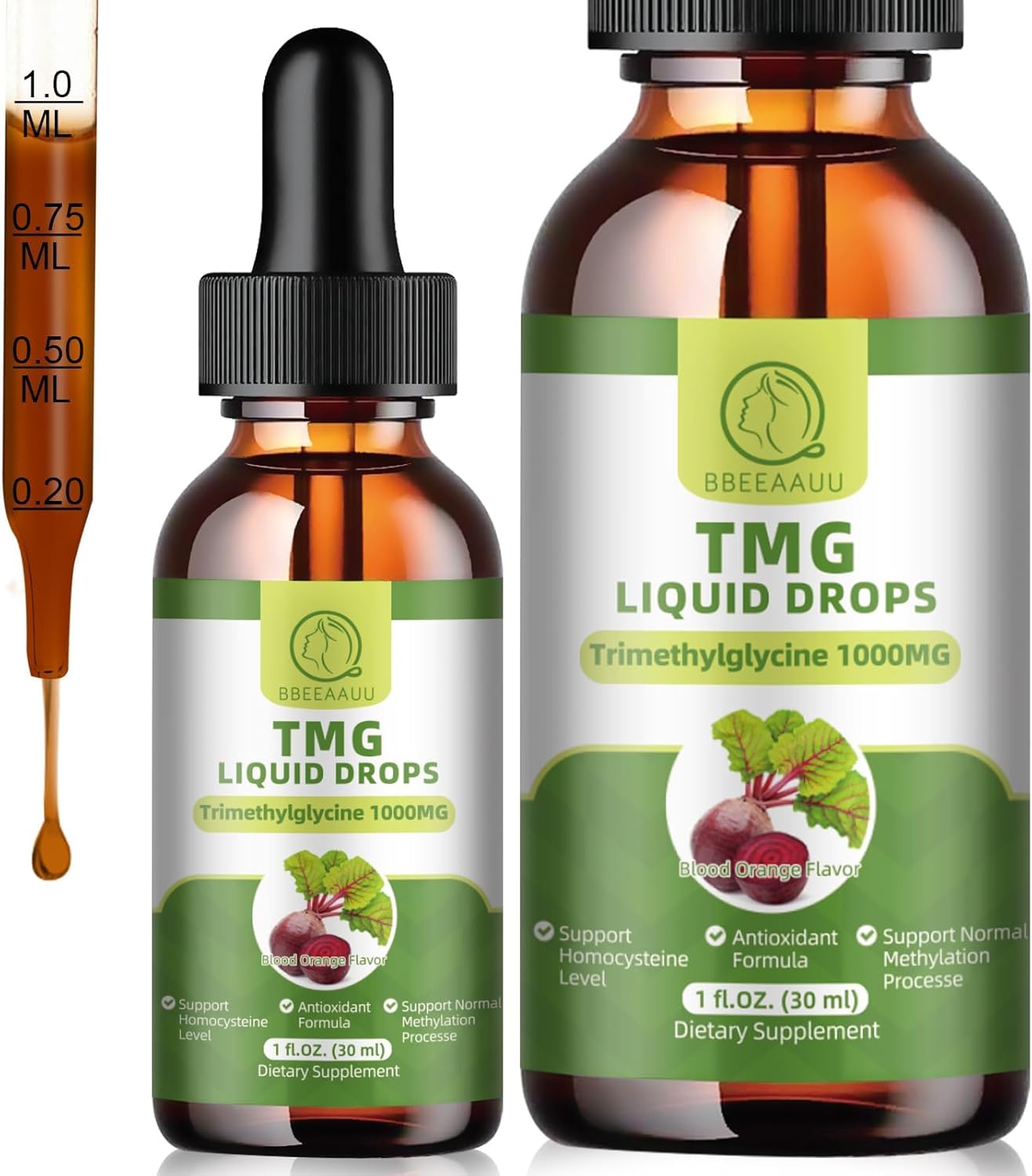 TMG Supplements 1000MG - Trimethylglycine Liquid Drops, Betaine High Absorption, Supports Methylation, Liver Wellness & Cognitive, Non-GMO, Vegan, Blood Orange Flavor, 1 Fl.Oz (2 Pack) - Image 8