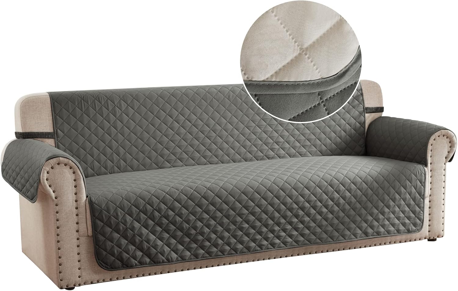 RHF Reversible Sofa Cover, Couch Covers for 3 Cushion Couch, Couch Covers for Sofa, Couch Cover, Sofa Covers for Living Room,Couch Covers for Dogs, Sofa Slipcover(Sofa:Steel Gray/Light Gray) : Everything Else