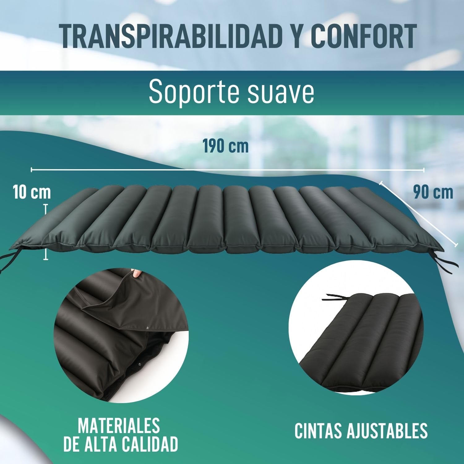 OrtoPrime Colchón Antiescaras 90x190x10cm con 12 Celdas - Colchón Antiescaras ERGONÓMICO Colchon para Cama Articulada Suave y Cómodo - Anti úlceras para Cama con Cintas Ajustables