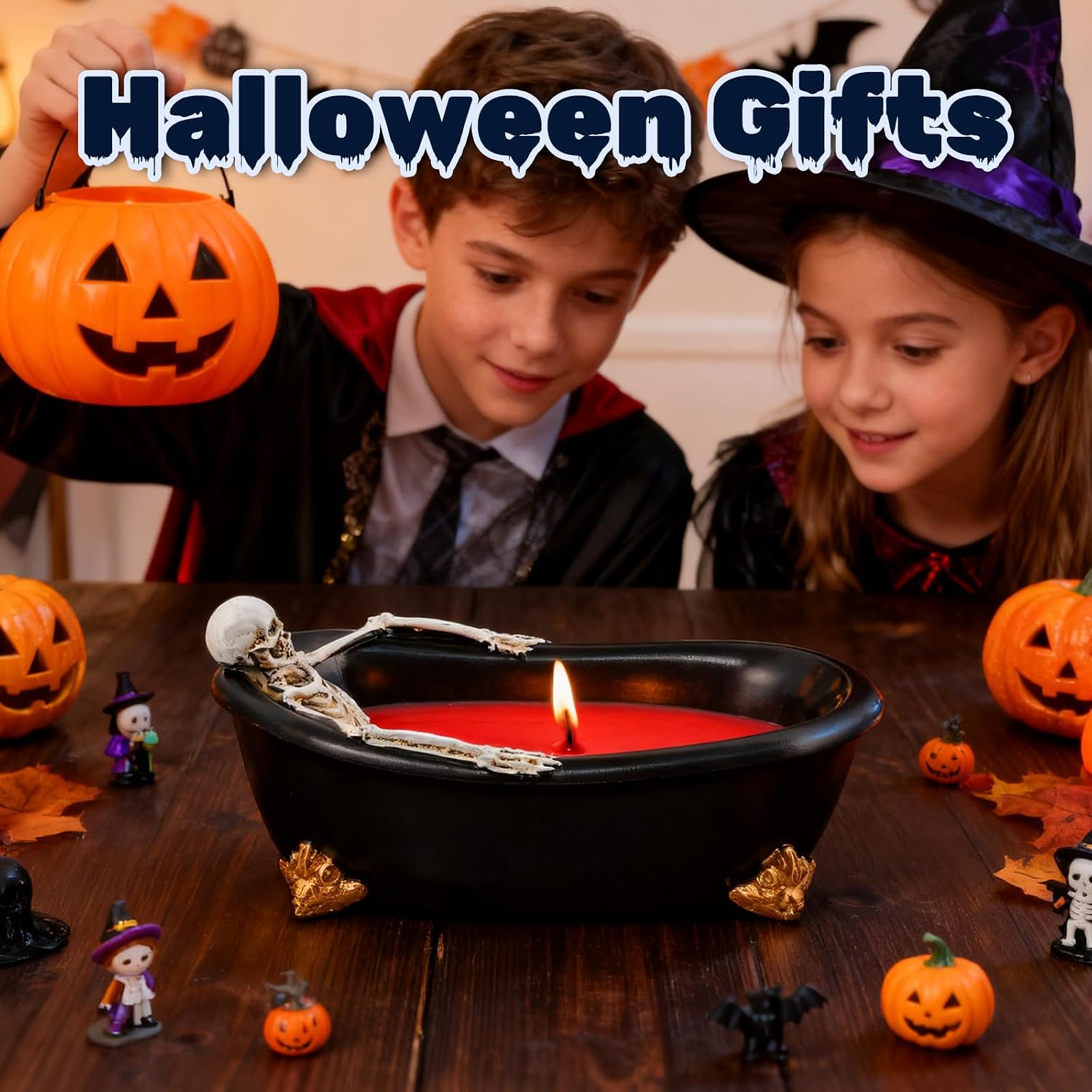 Wowagoga Halloween Skeleton Candle, Red Skull Candles, Vintage Decor