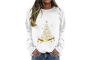 Christmas Sweatshirts for Women Merry Gnomes Santa Pullover Sweatshirts Long Sleeve Tree Graphics Tees Holiday