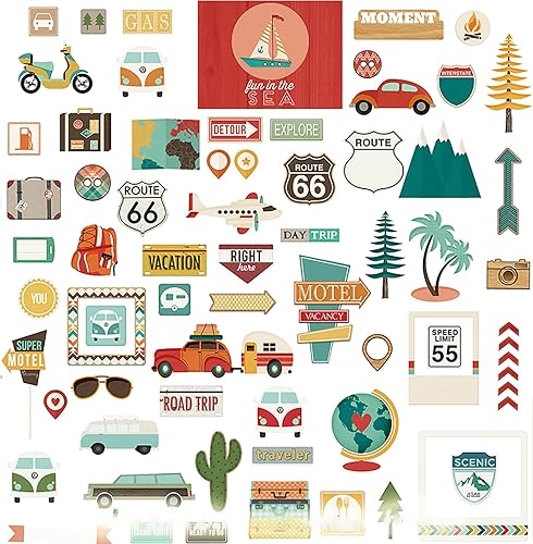 Calcomanías de papel dorado para álbumes de recortes, Doraking DIY decoración de papel adhesivo dorado, calcomanías en forma de viaje para