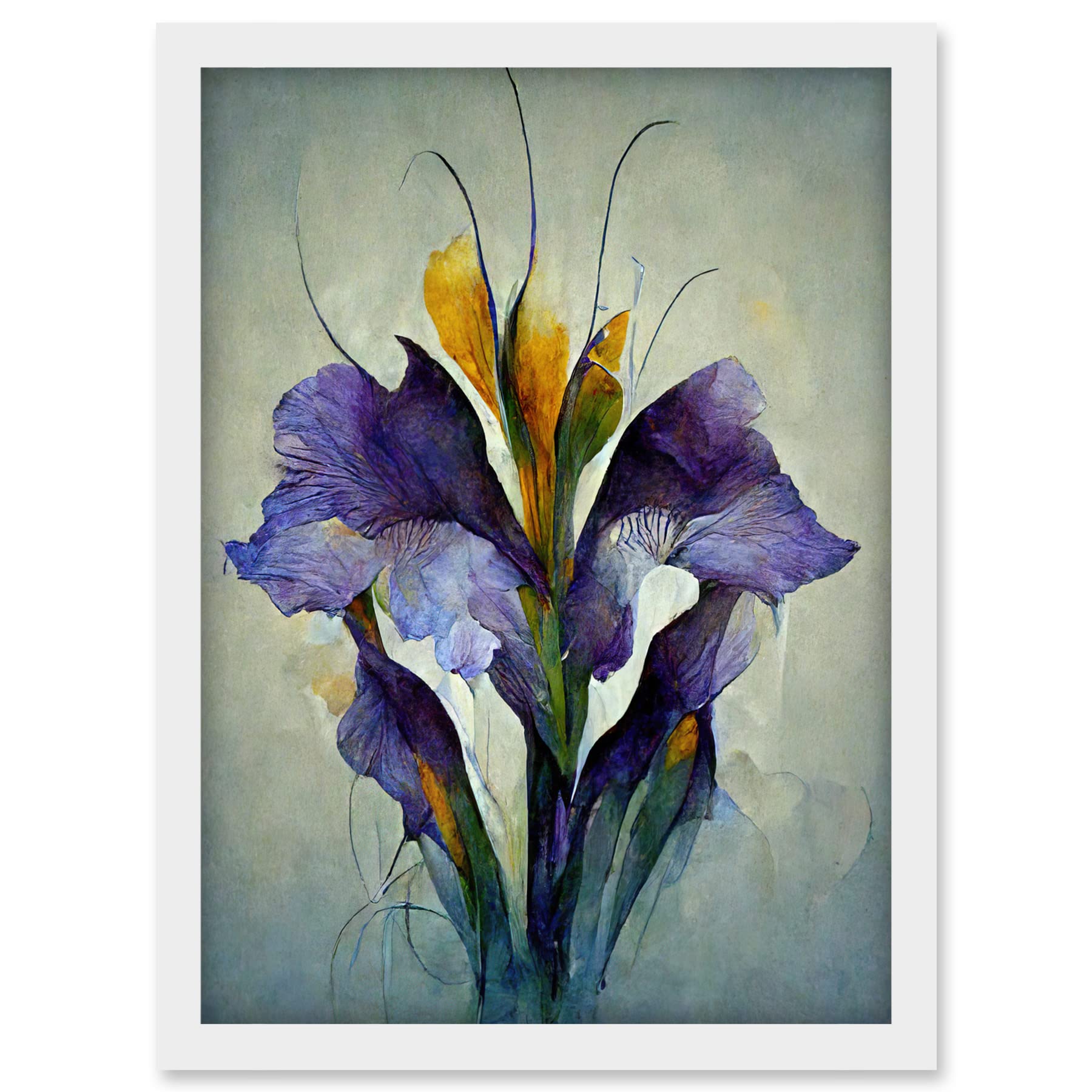 Doppelganger33 LTD Iris Bouquet Modern Watercolour Artwork Framed A3 Wall Art Print