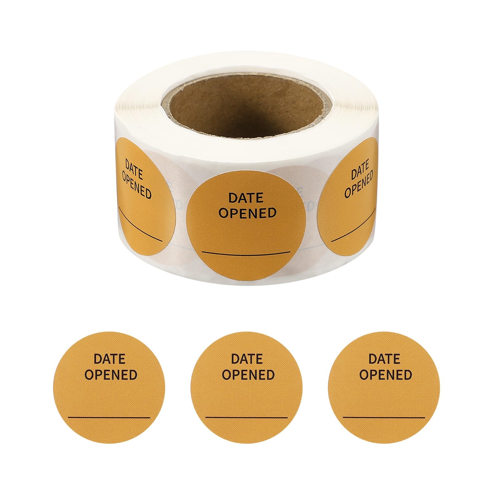 PATIKIL 500 Pcs Date Opened Stickers Roll, 1.25 Inch Food Storage Labels Removable Freezer Labels Adhesive Food Labels for Inventory Organized Kitchen Containers, Orange and Black
