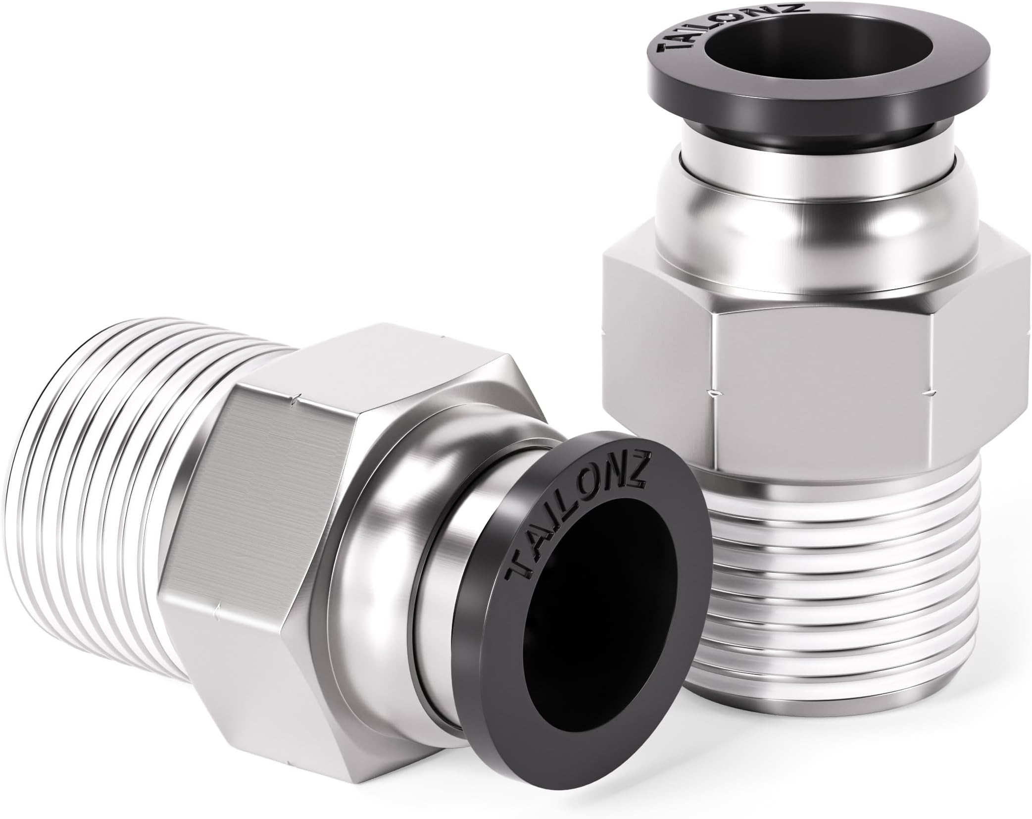 Tailonz Pneumatic Male Straight 1/4 Inch Tube OD x 1/4 Inch NPT Thread Push to Connect Fittings PC-1/4-N2(Pack of 10) 1/4"-1/4"NPT PC-1/4-N2 10Pcs 10