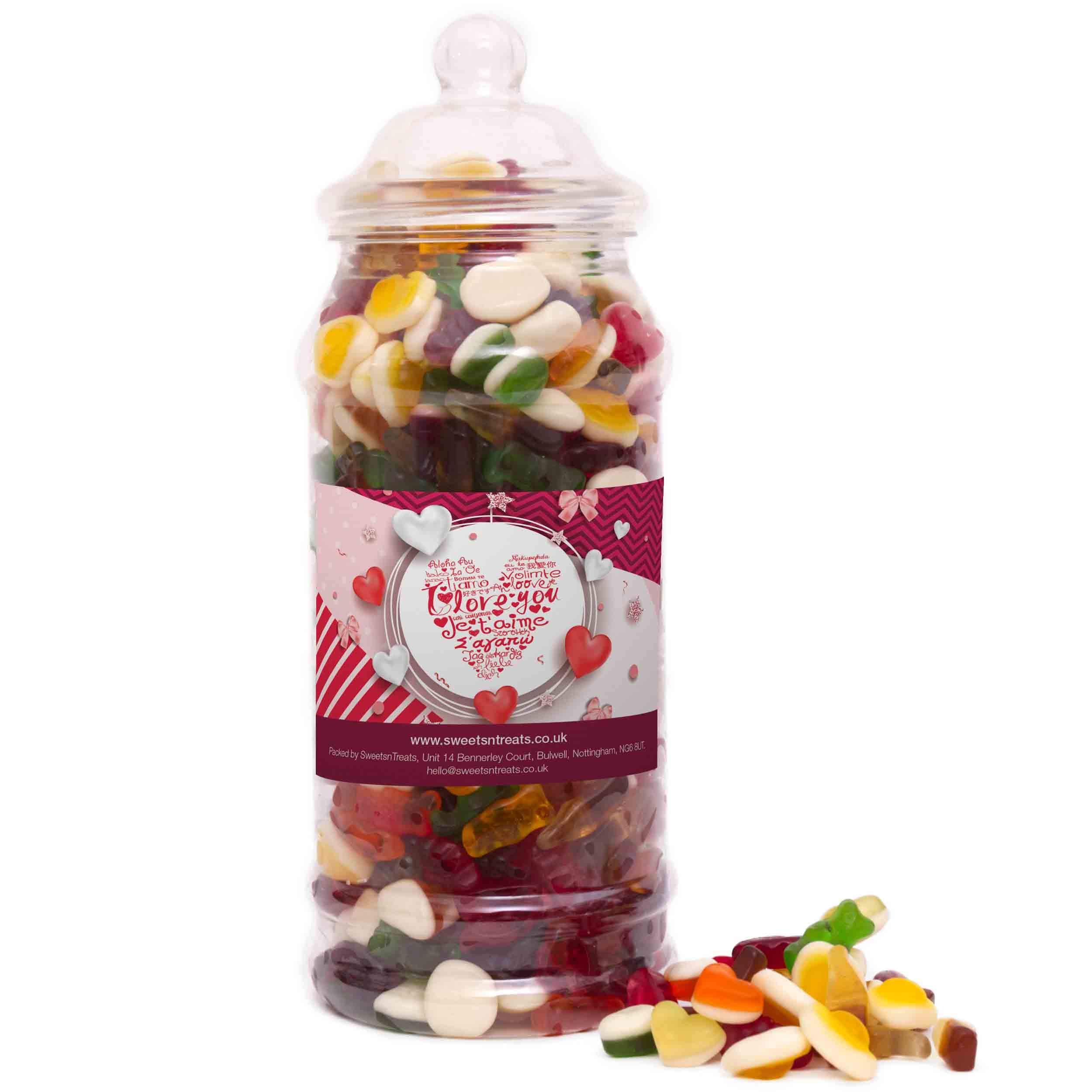 Mr Beez Sweets | I Love You | Jelly Mix | Choice of Classic Retro Sweets Available | 24x9cm | 750 Grams | Perfect Valentines Gift