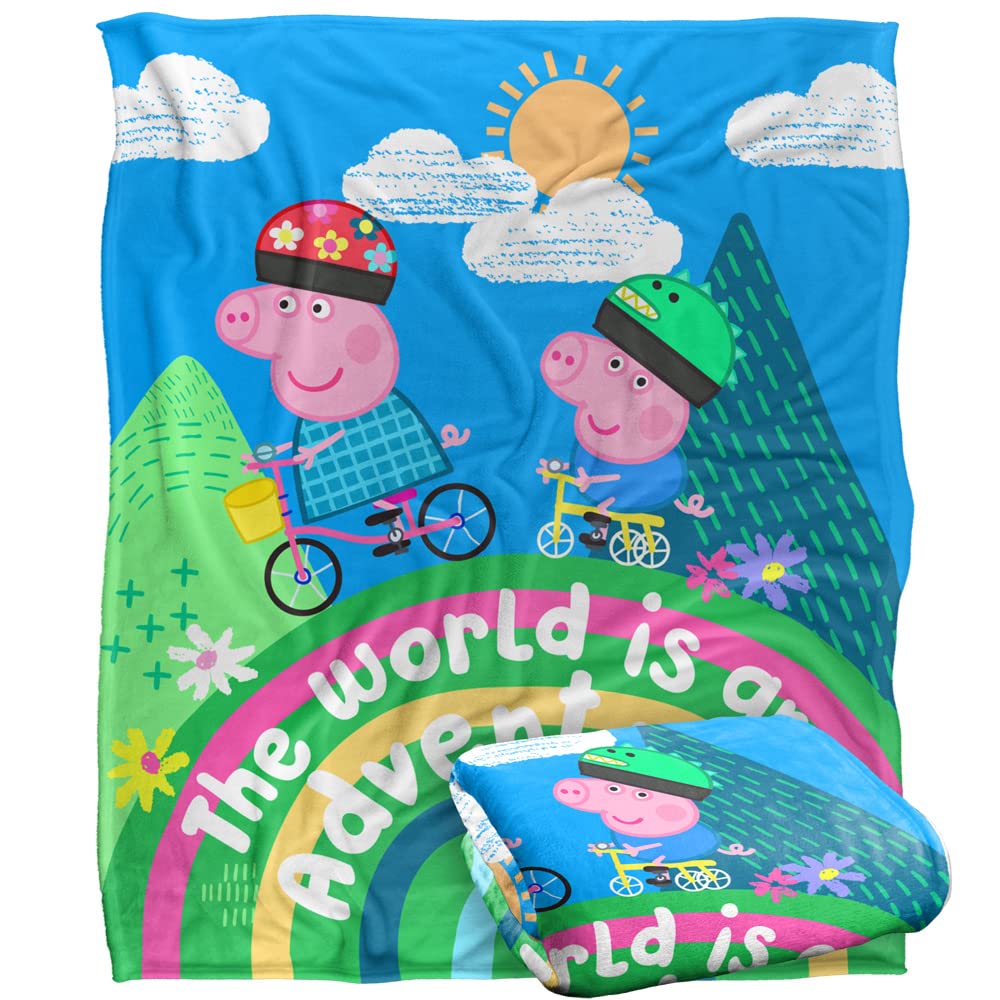 Logovision World Is An Adventure Peppa And George Peppa Pig Kids Silky Touch Blanket, 152 X 127 Cm 50" X 60"