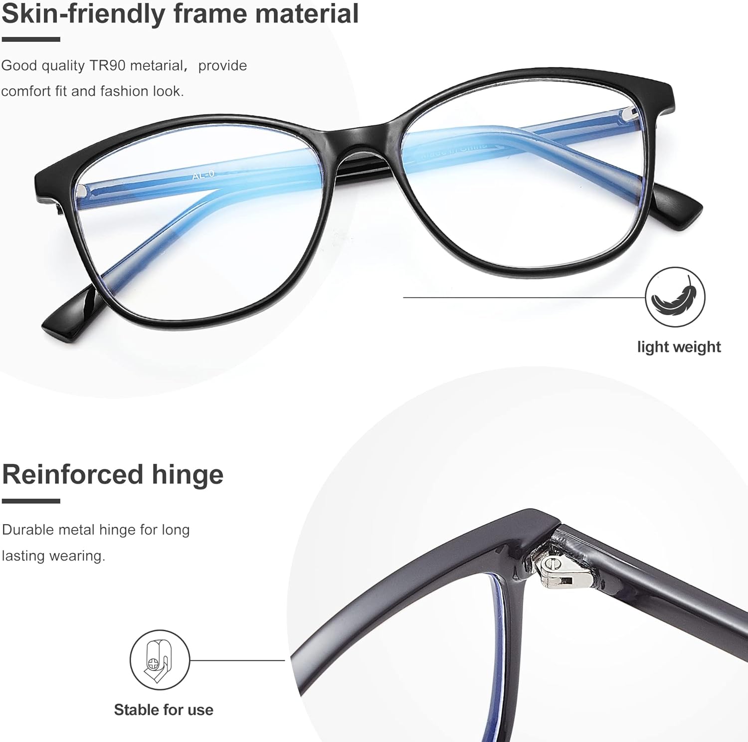 Madison Avenue Blue Light Blocking Glasses Anti Eyestrain UV Glare Blue Light Glasses for Women TV Phone Computer Gaming Eyeglasses (Black) Black Classic image 4 of 6 B08N9Z7JW5